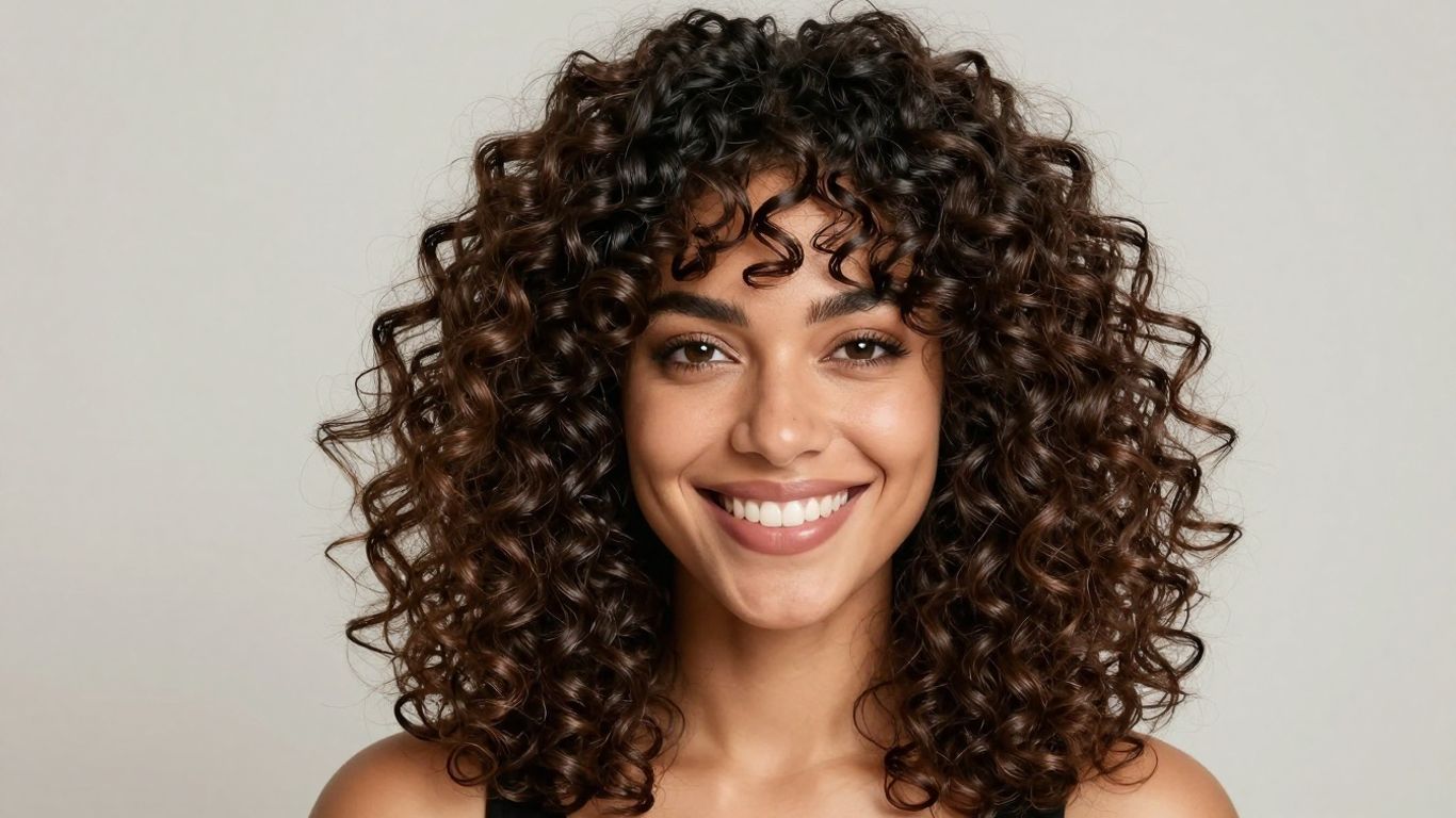 Woman with defined mixed curls smiling