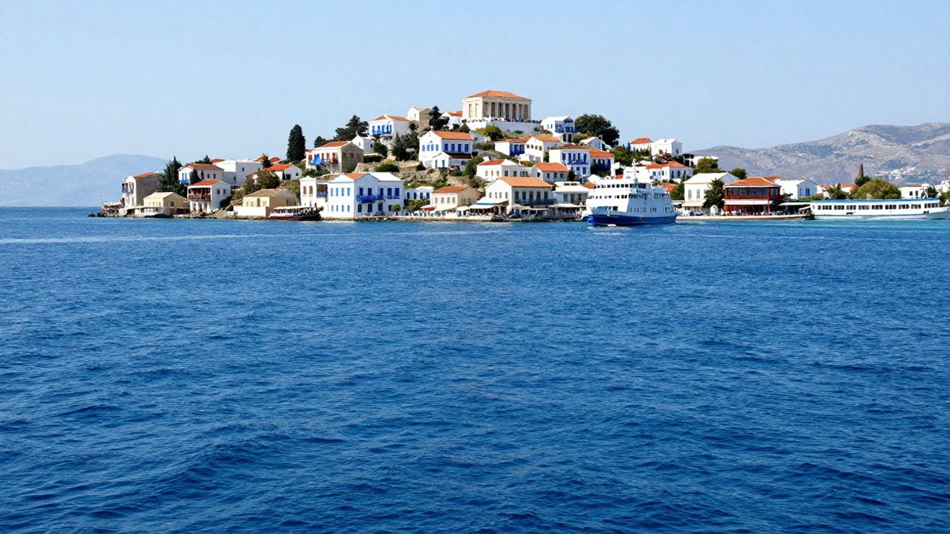Ferry sailing from Rhodes to Symi island
