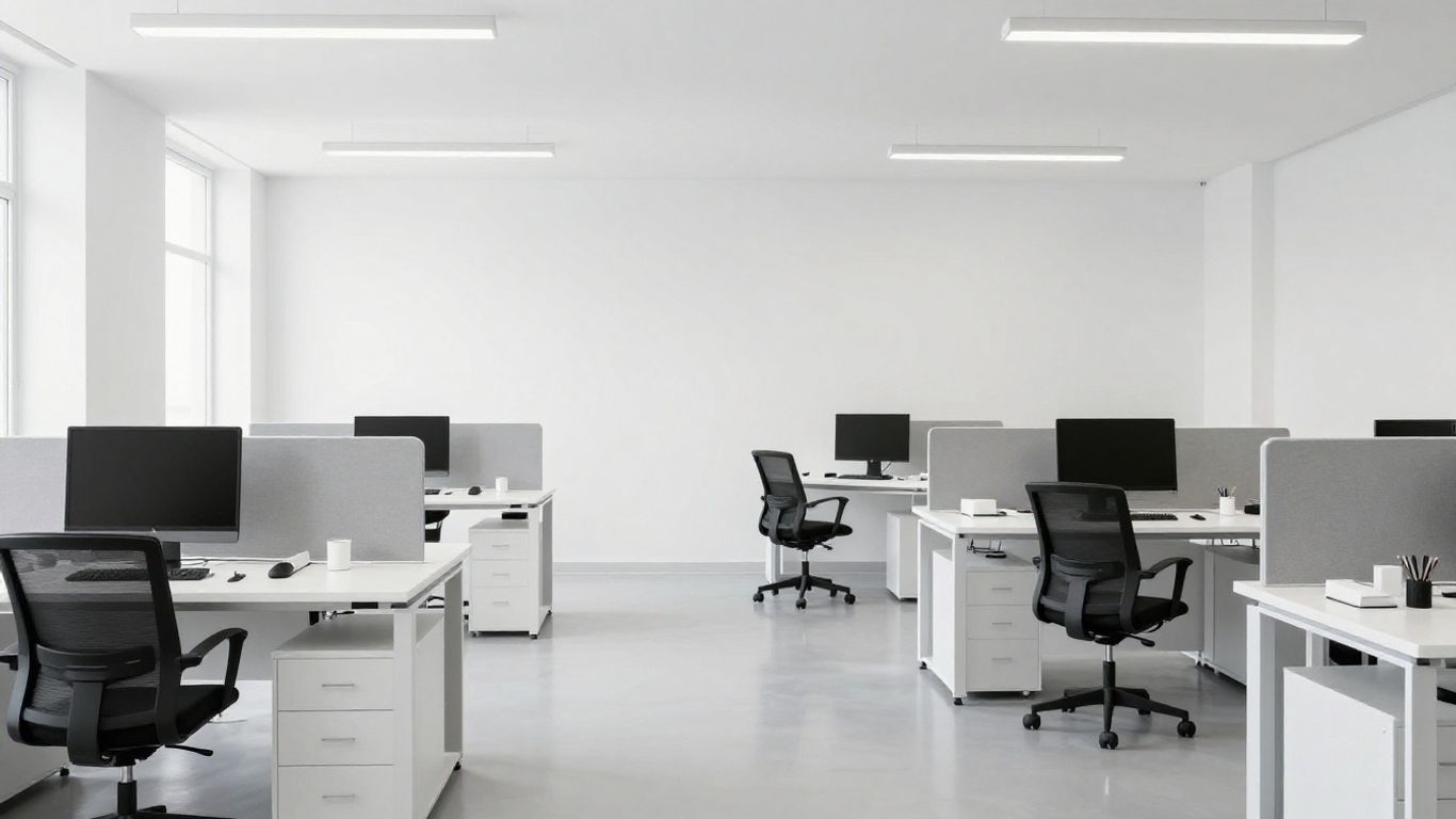 A clean and modern office space for digital management.