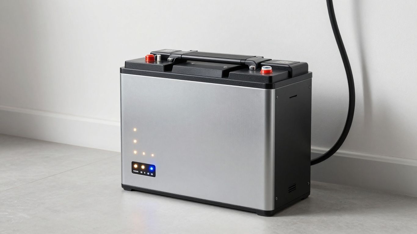 Batteria per autoconsumo residenziale con componenti elettrici.