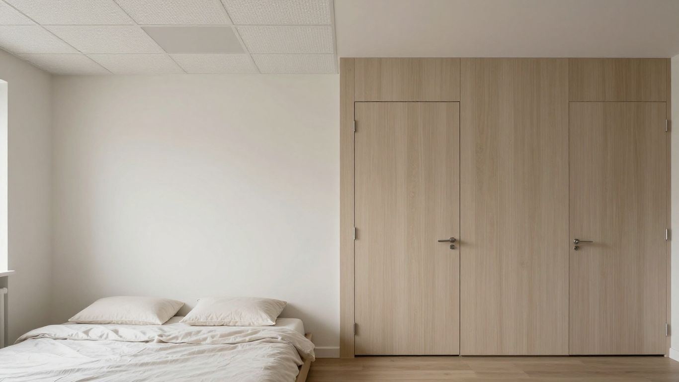 Acoustic ceiling tiles versus soundproofed walls in a room.