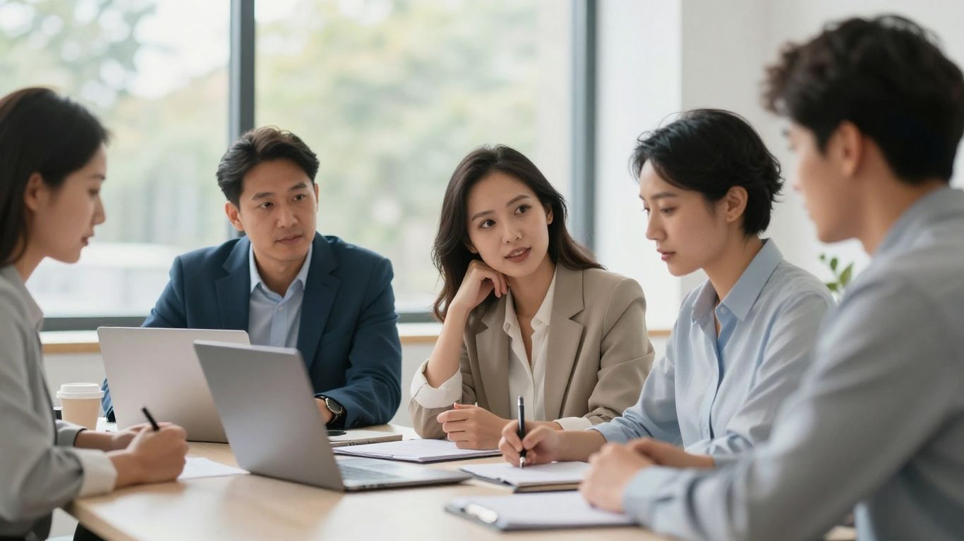 Zufriedene Mitarbeiter im modernen Arbeitsumfeld