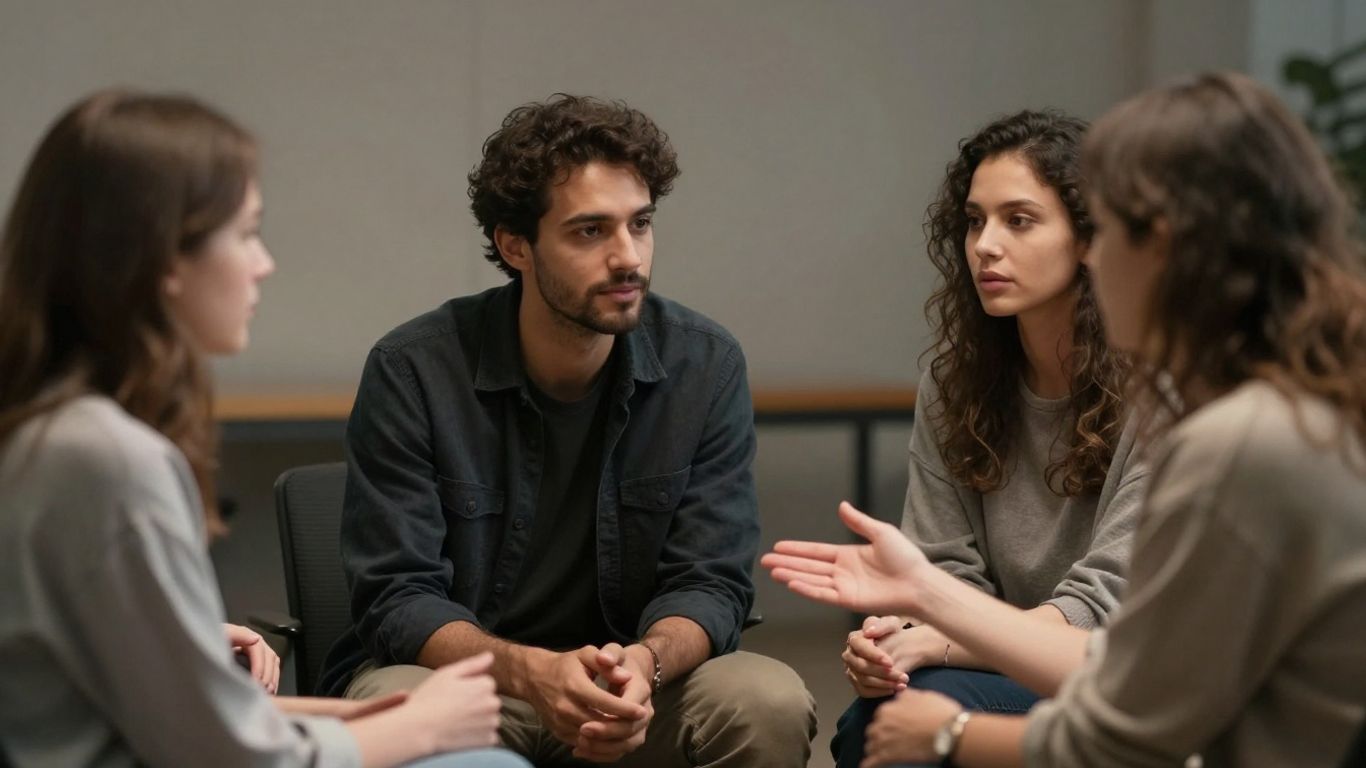 Oameni comunicând pașnic, rezolvând neînțelegeri.