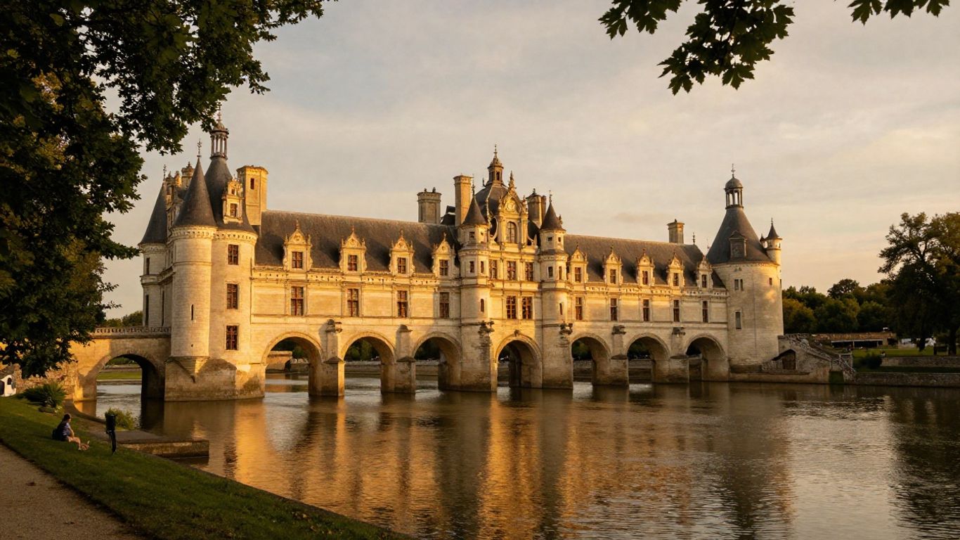 Château de Chenonceau glowing above the River Cher
