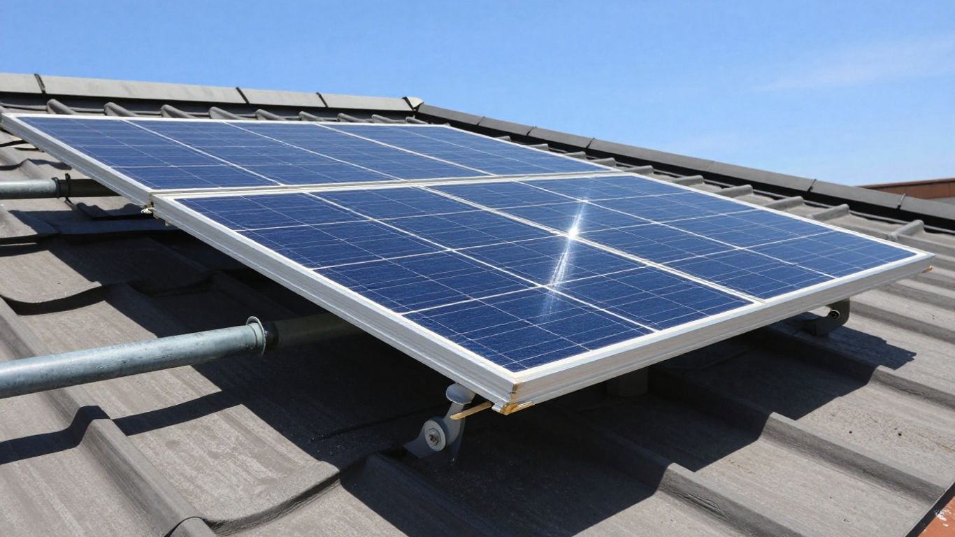 Panneau solaire hybride sur un toit sous le soleil.