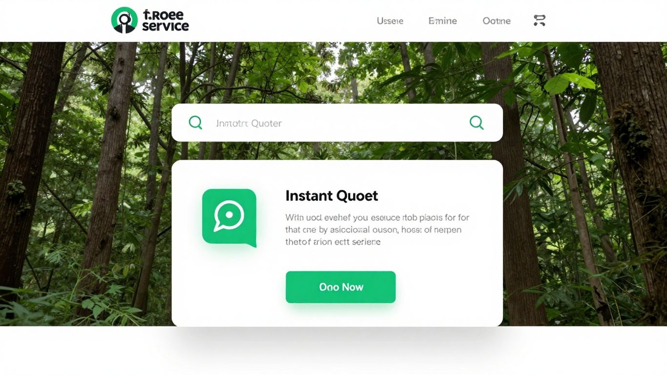 Tree service website with live chat and quote form.