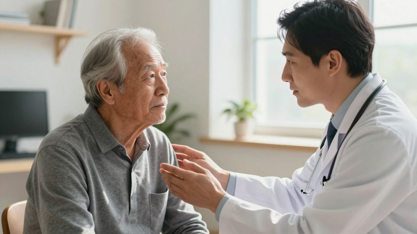 Neurologist examining patient for memory loss