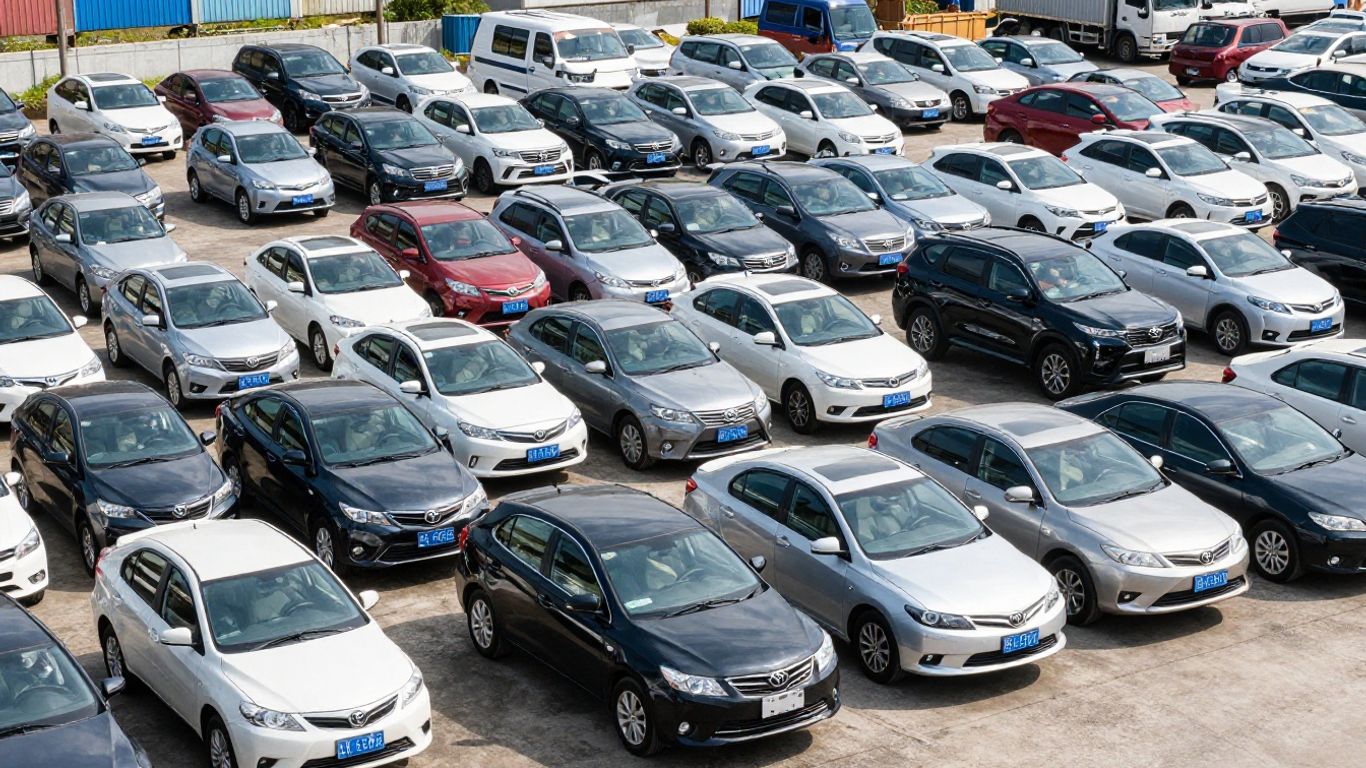 Toyota cars in a wrecking yard