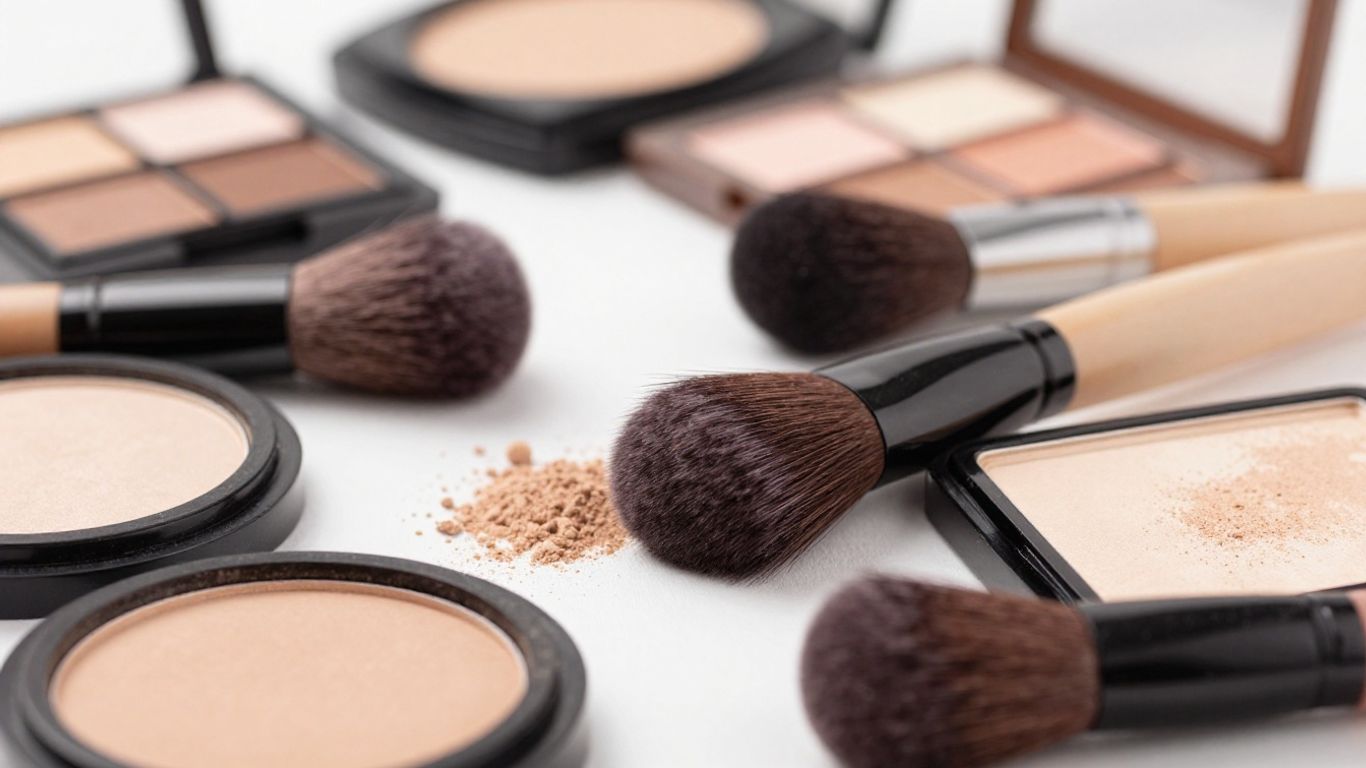 Makeup products and brushes