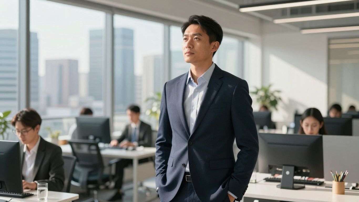 Chief Commercial Officer overlooking a city skyline.