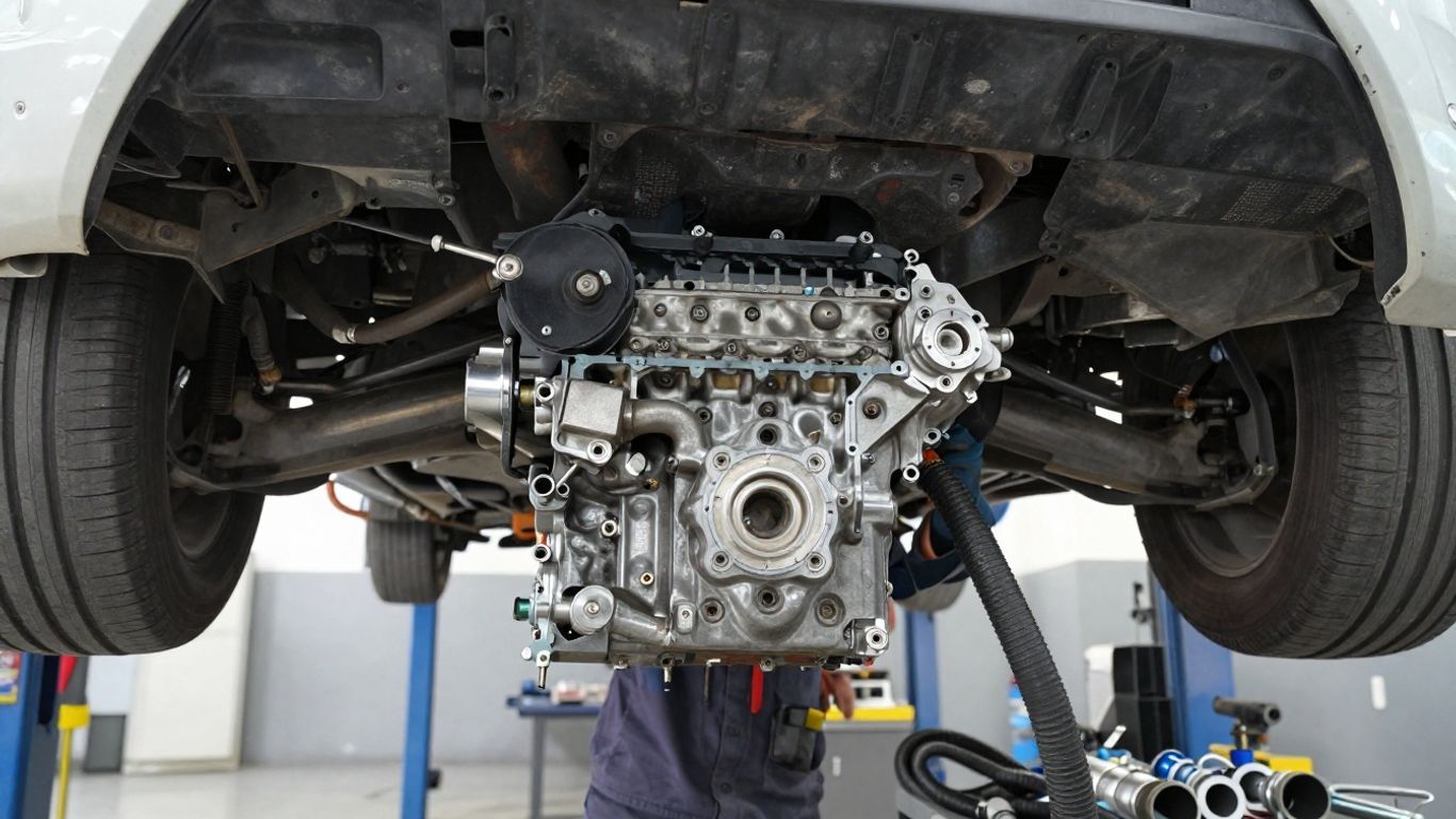 Replacement engine prepared for careful installation