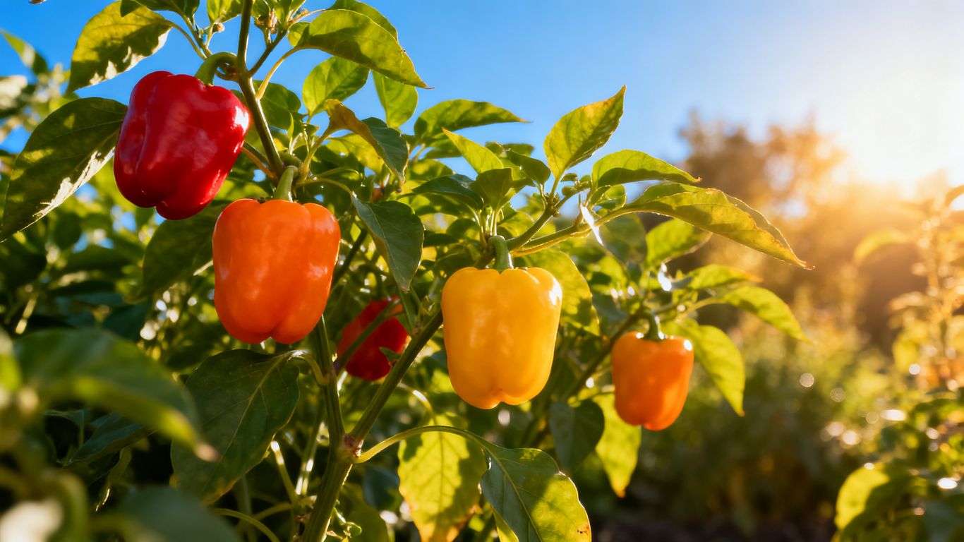 Sonnige Paprikapflanze im Garten