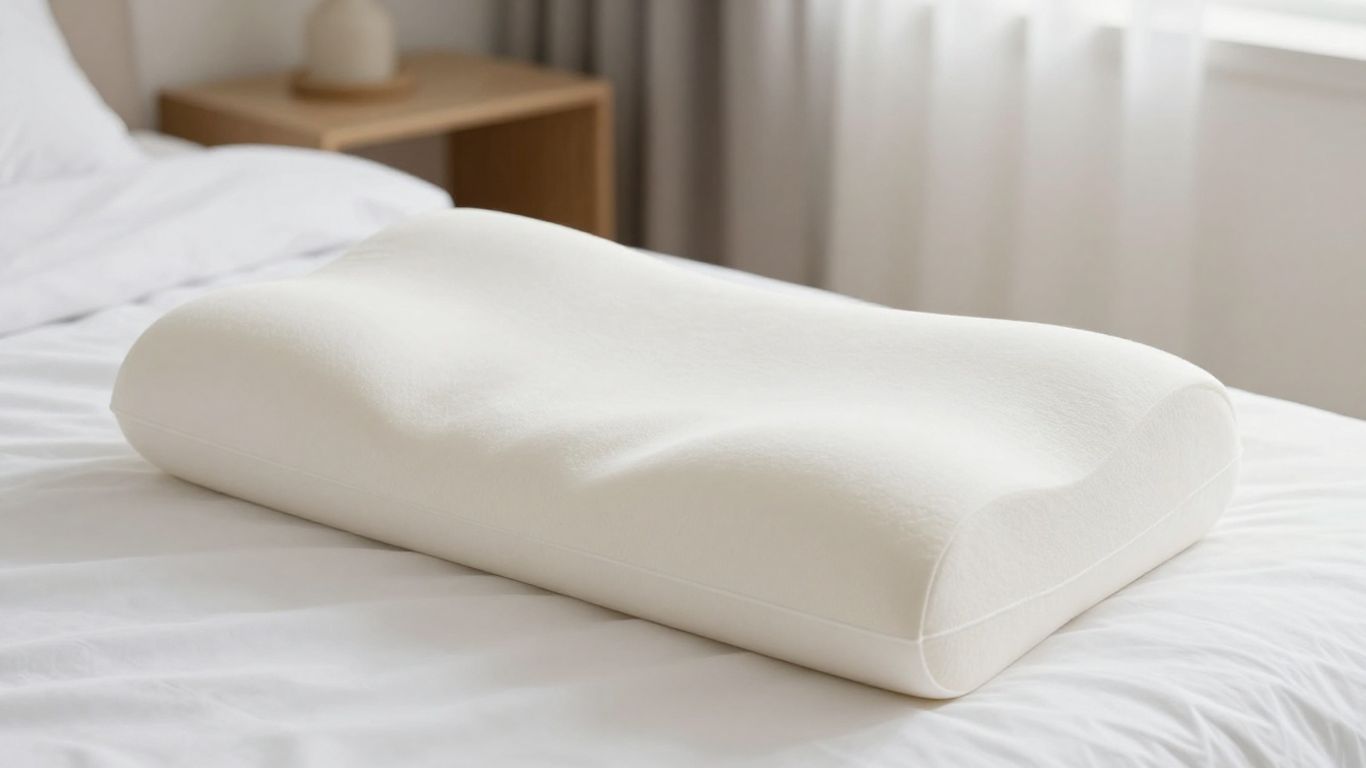 Plush memory foam body pillow on a bed.