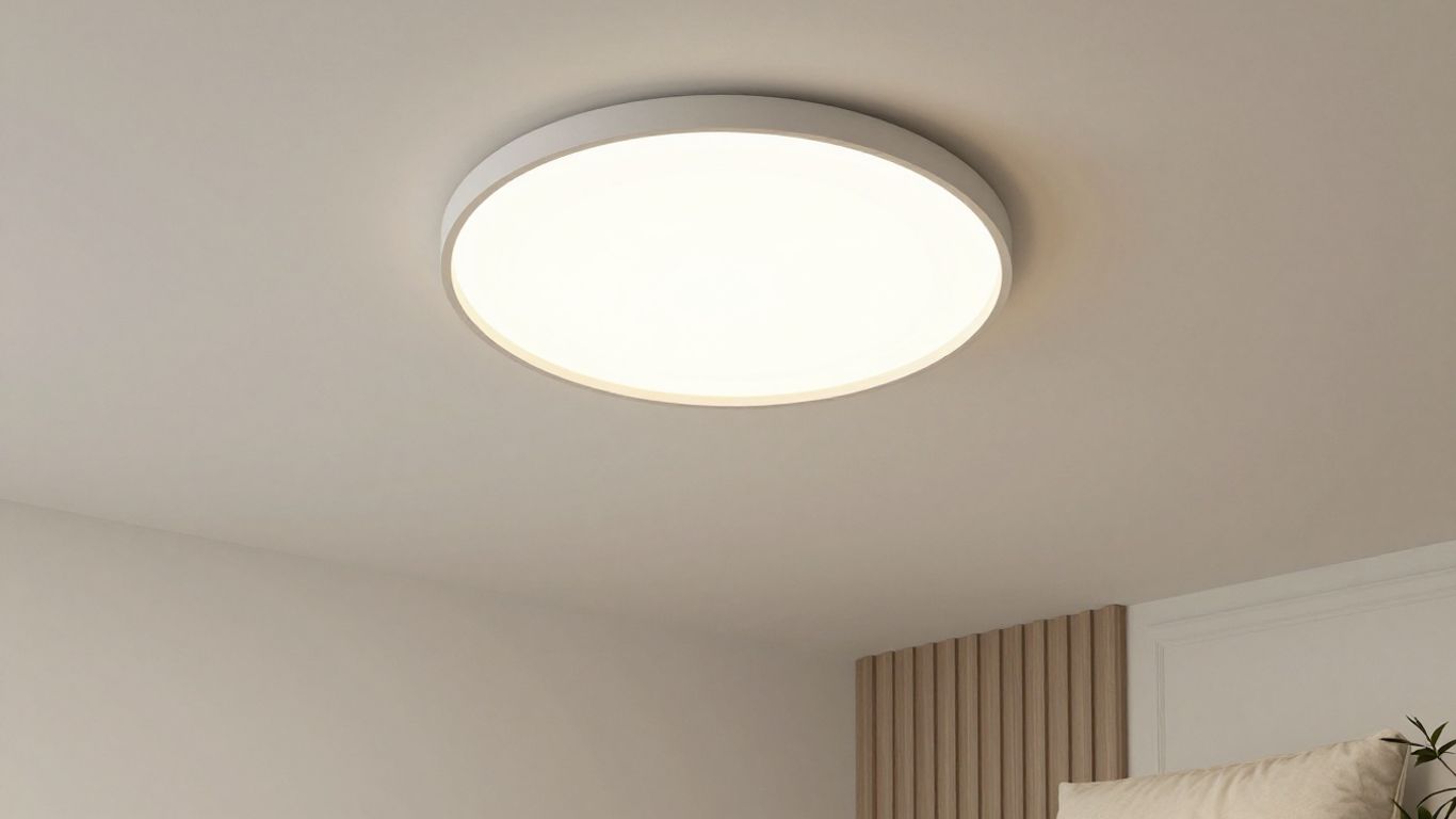 Modern flush mount ceiling light in a living room.