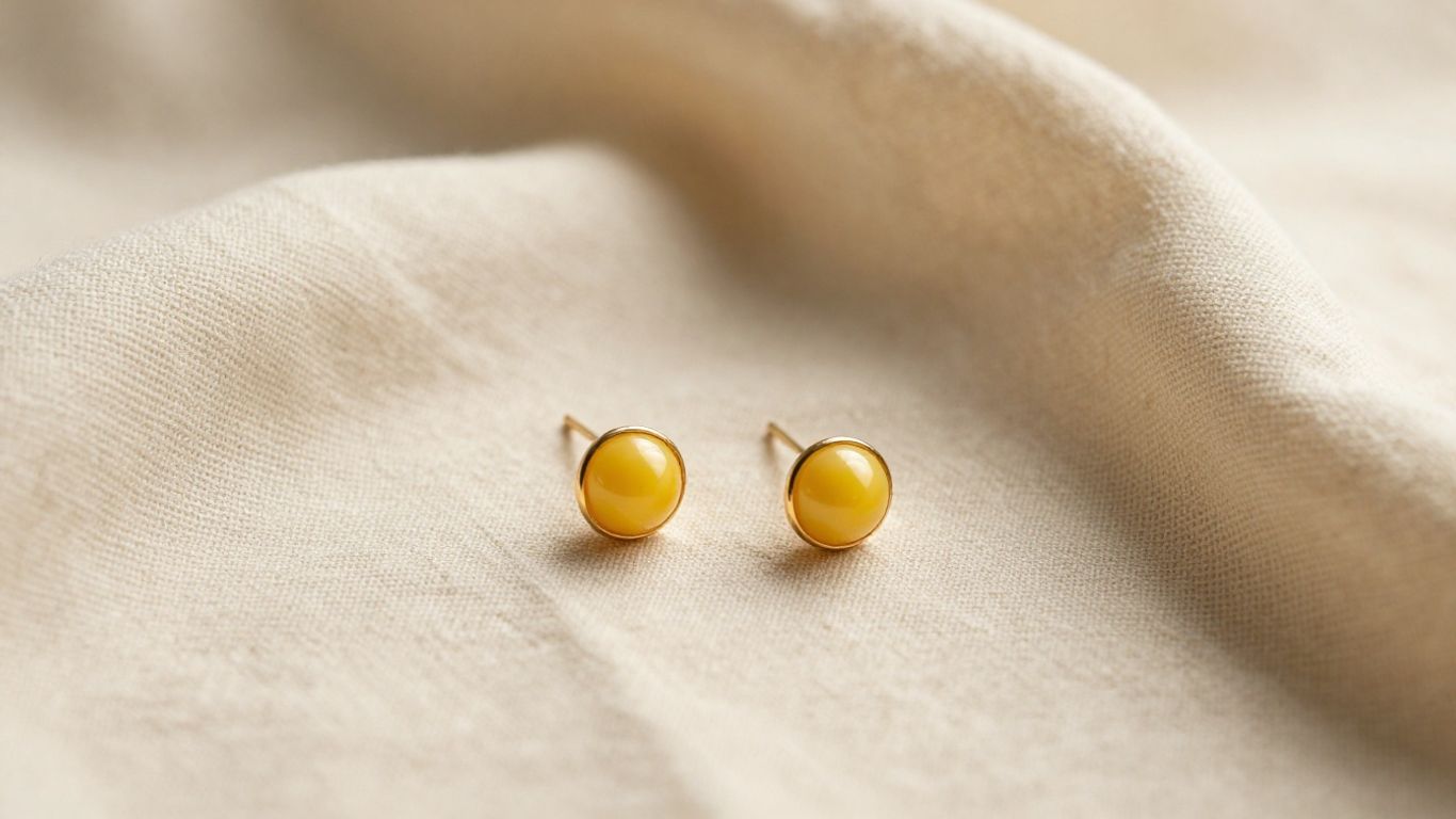 Small gold studs resting on cream linen