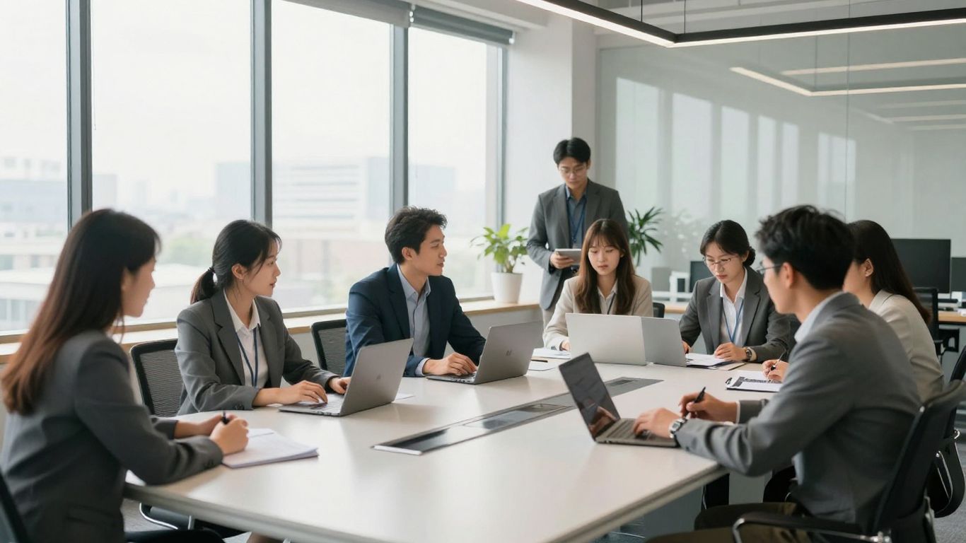 Personas trabajando en una oficina moderna