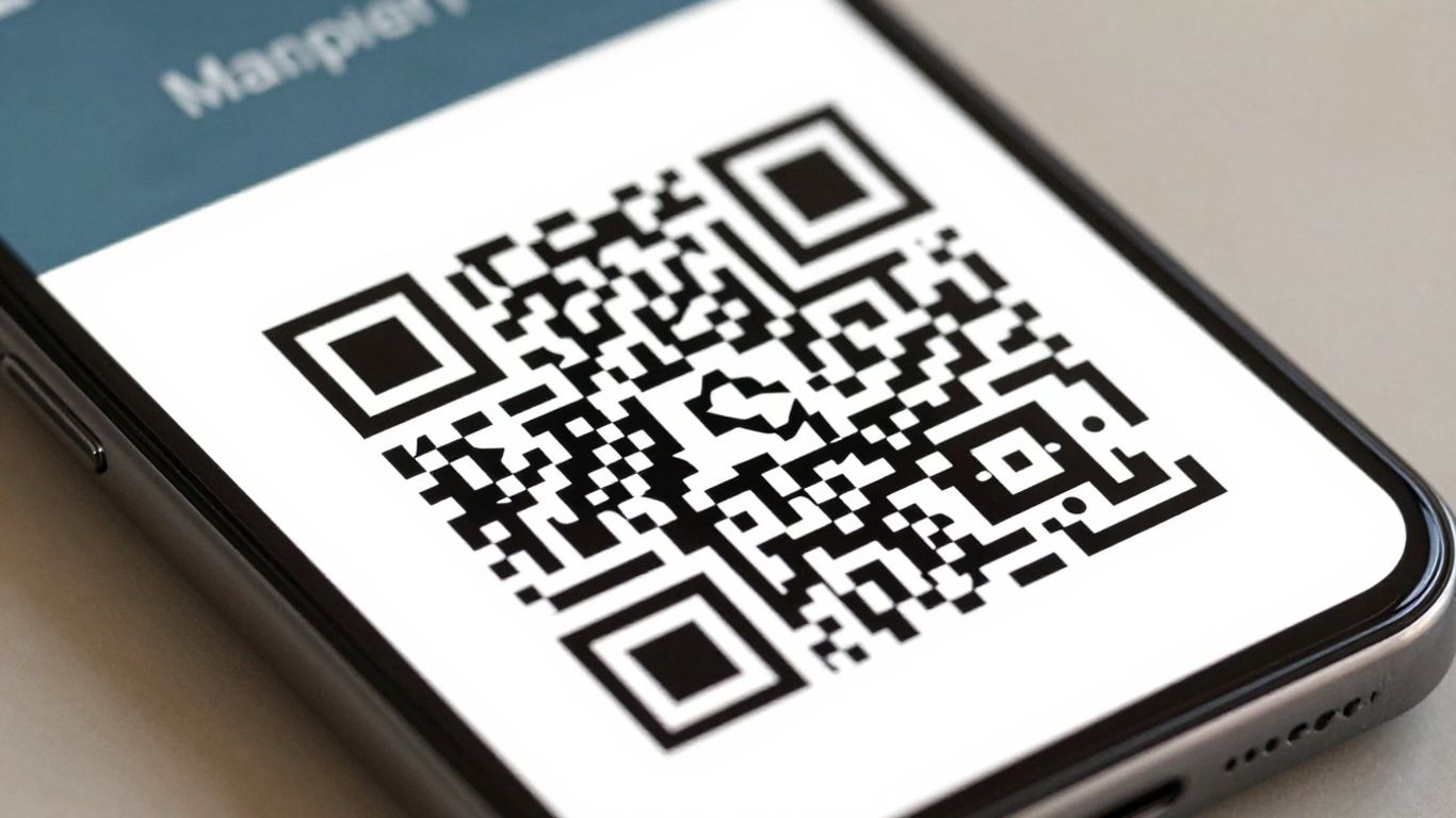 Smartphone displaying a Facebook page QR code.