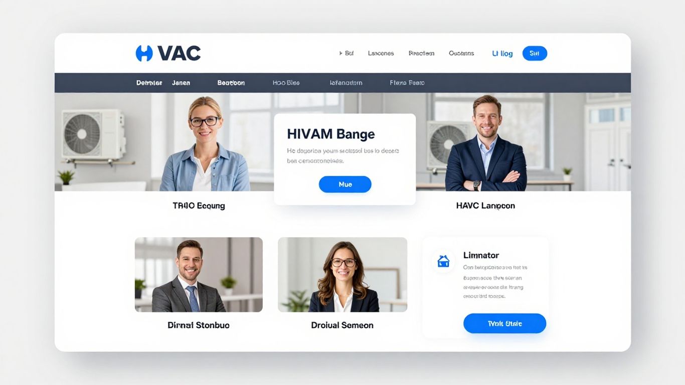 HVAC landing page layout with engaging visuals
