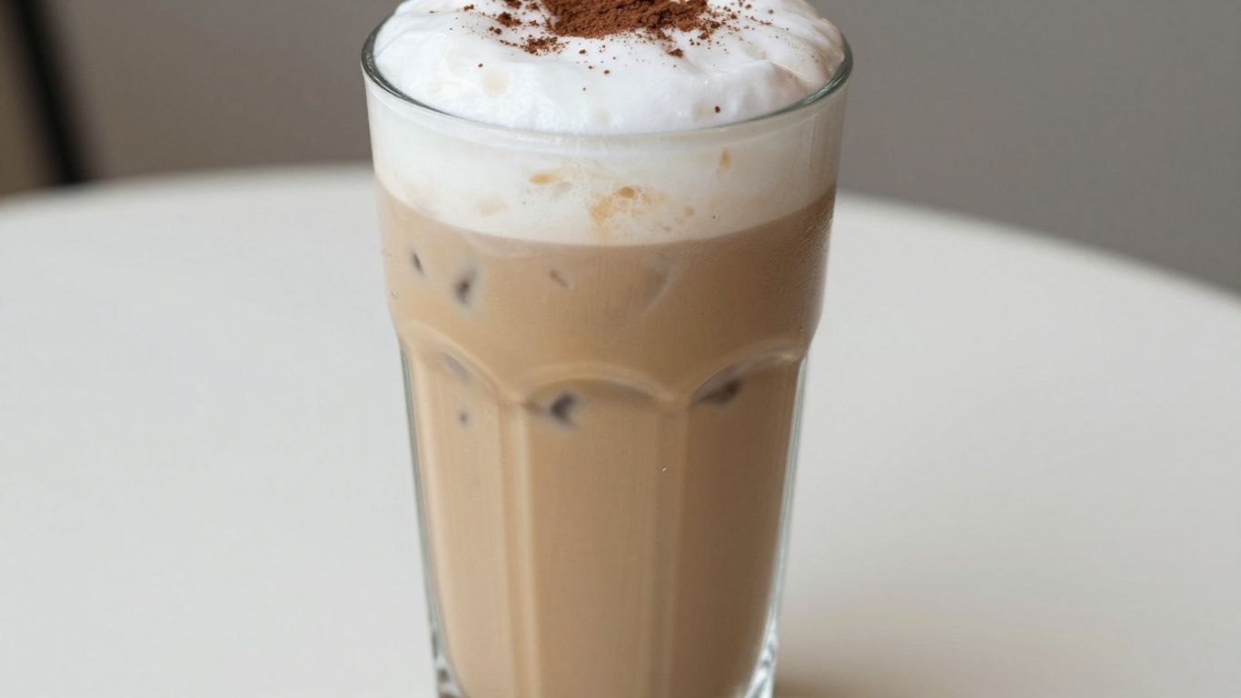 Un pahar înalt cu o băutură rece de cafea, frappe.