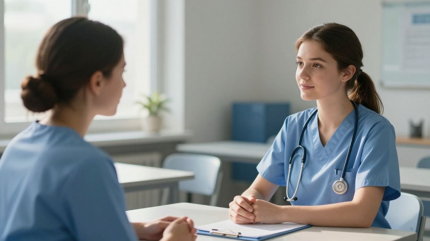 Nursing student in classroom learning