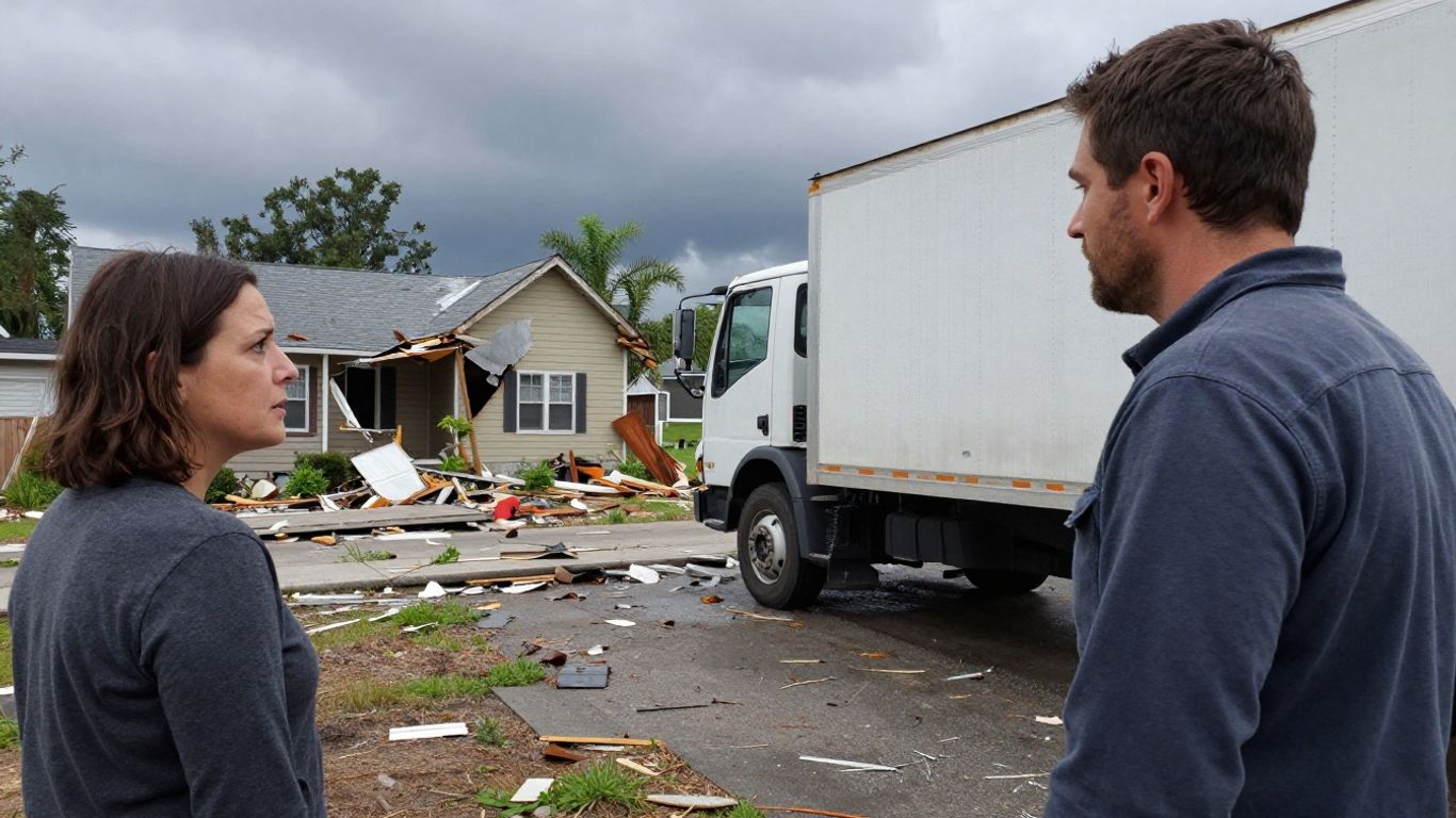 Contractor helps homeowner after storm damage.