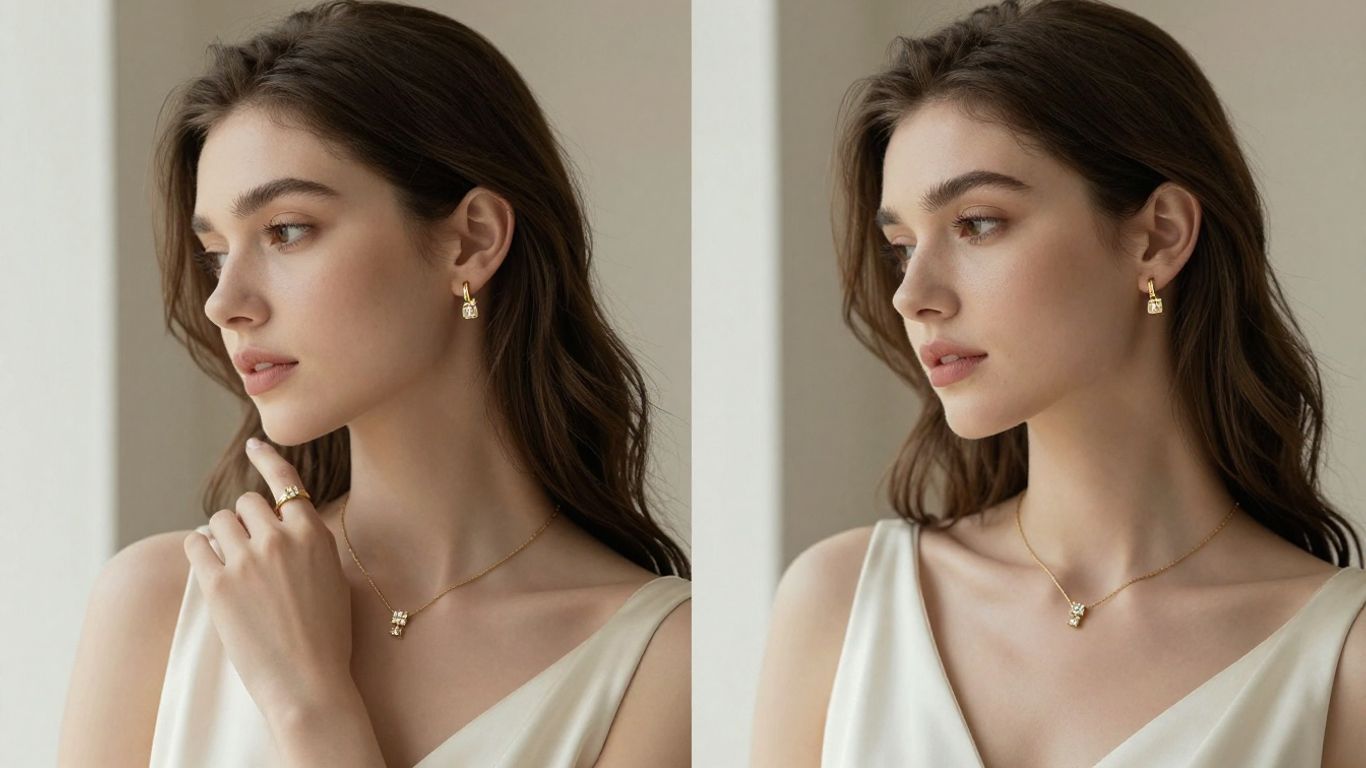 Modern bride wearing coordinated gold jewellery