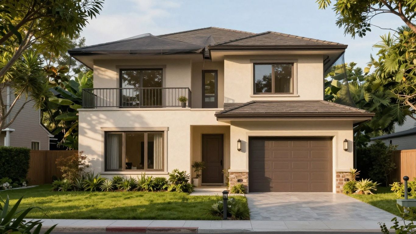 Casa protegida con escudo de seguridad y sol.