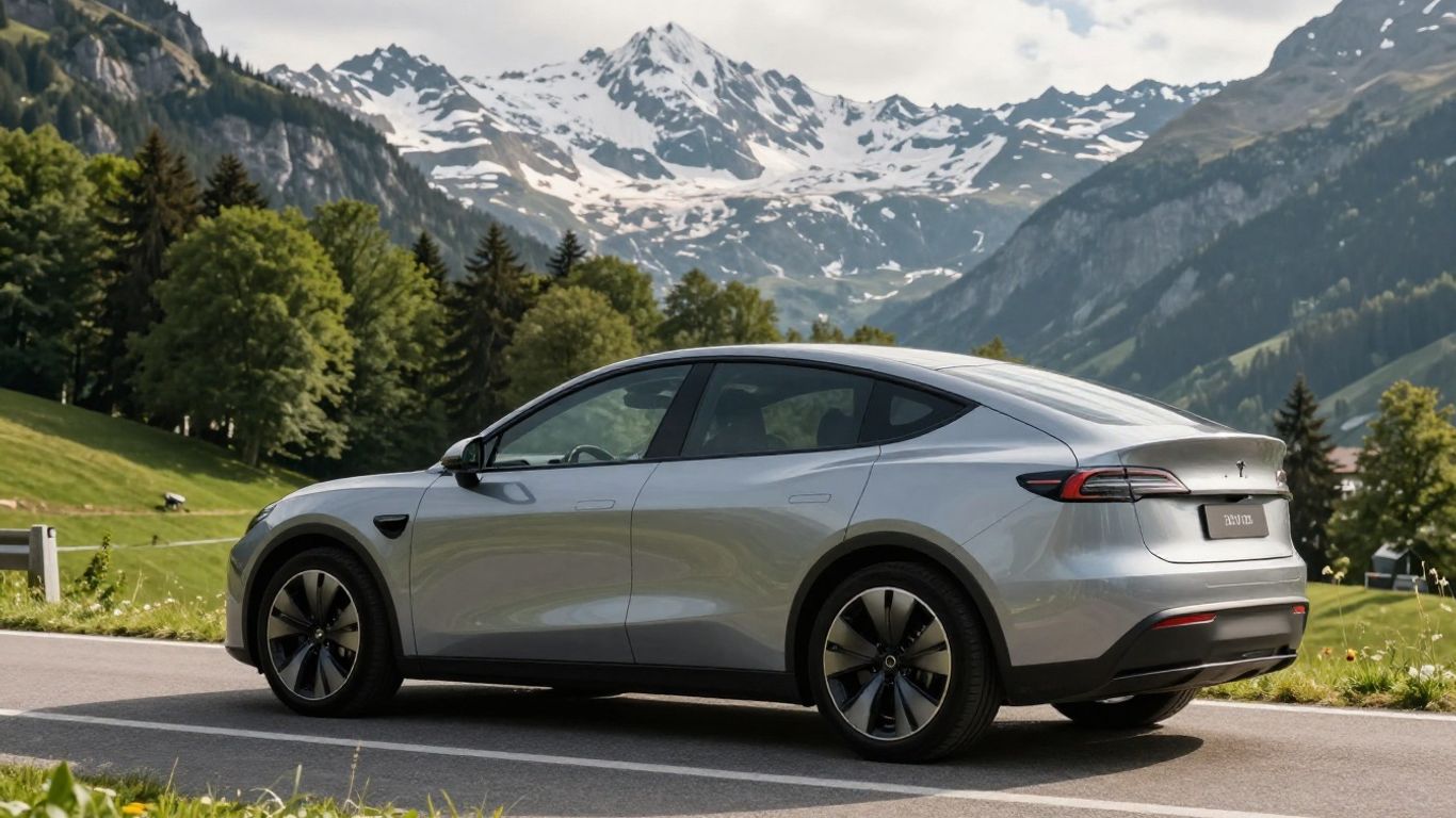 Elektroauto auf Schweizer Bergstraße