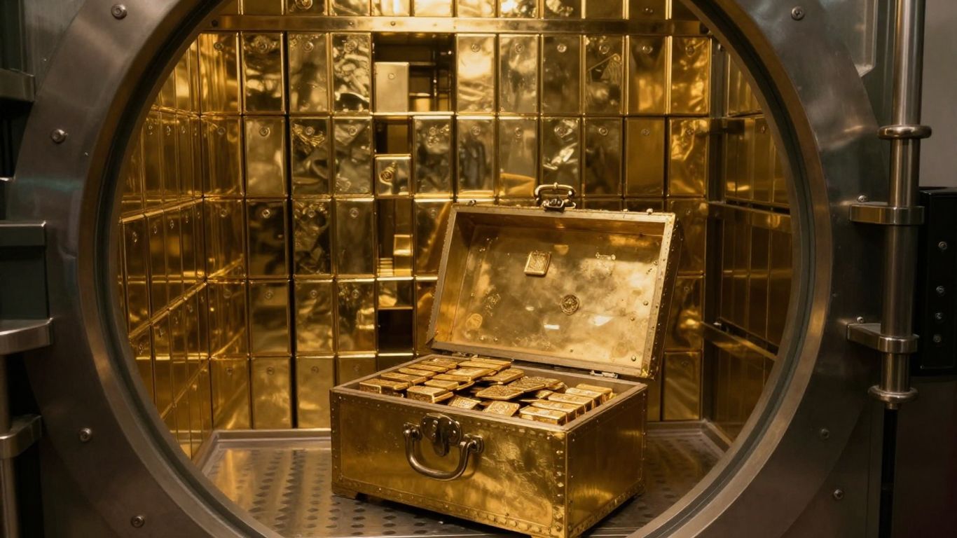 安全金库中的金条。