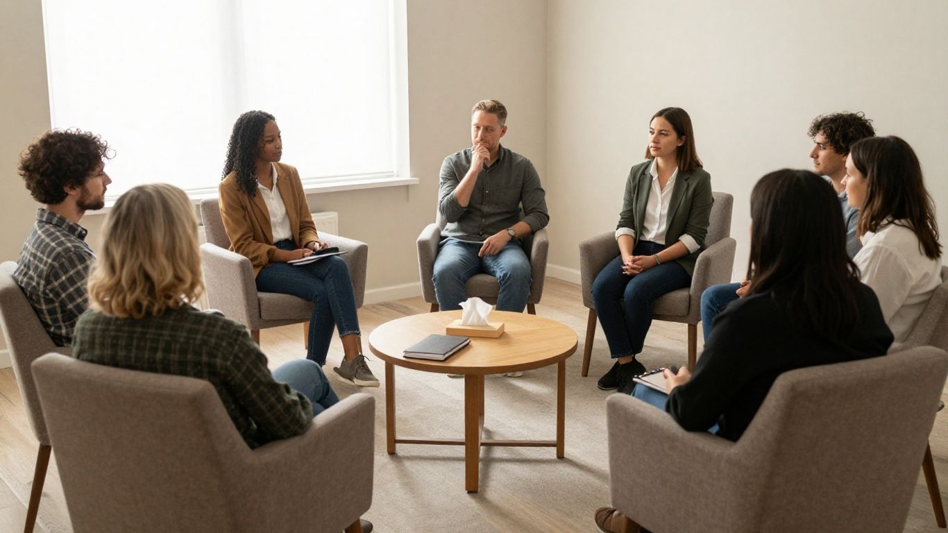 Group therapy room with chairs arranged in a circle