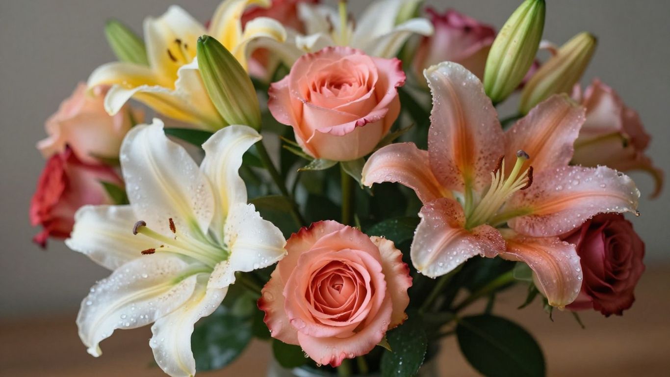 Beautiful bouquet of fresh, colorful flowers.