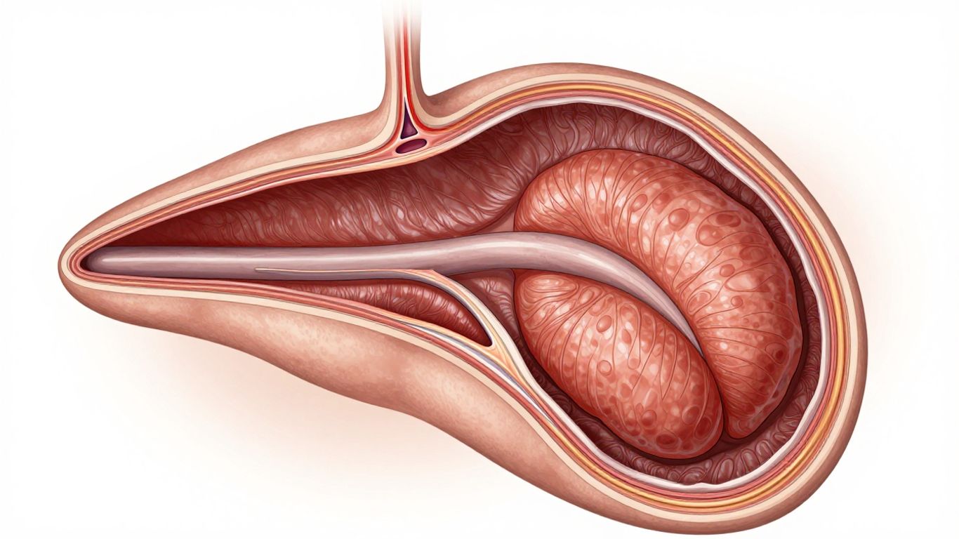 Prostate gland anatomy, detailed medical illustration