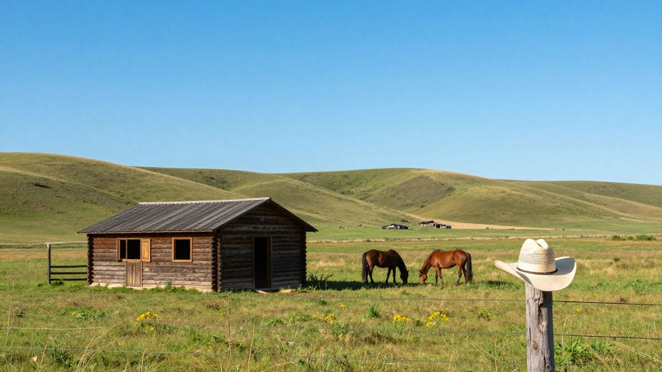 Camargue ranch with horses and rolling hills
