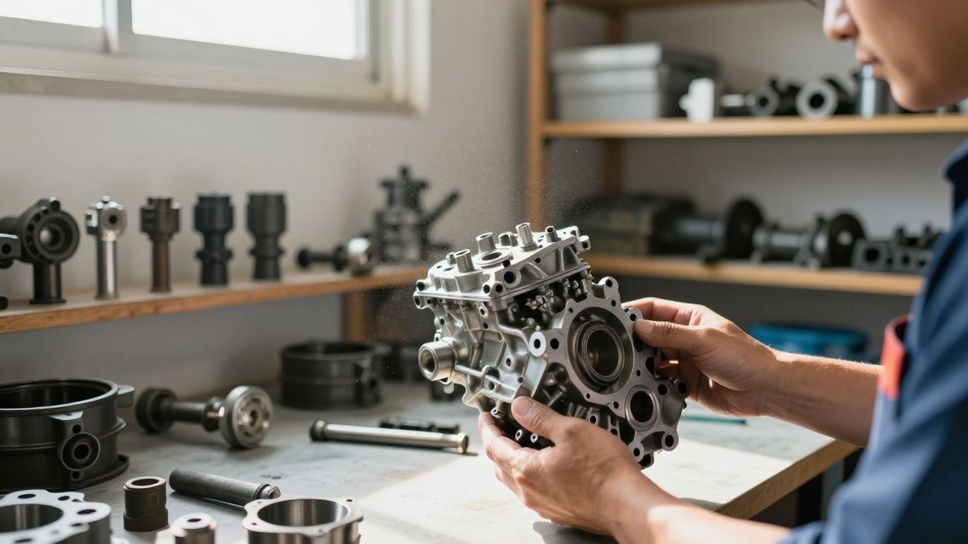 Toyota Hilux parts in a workshop