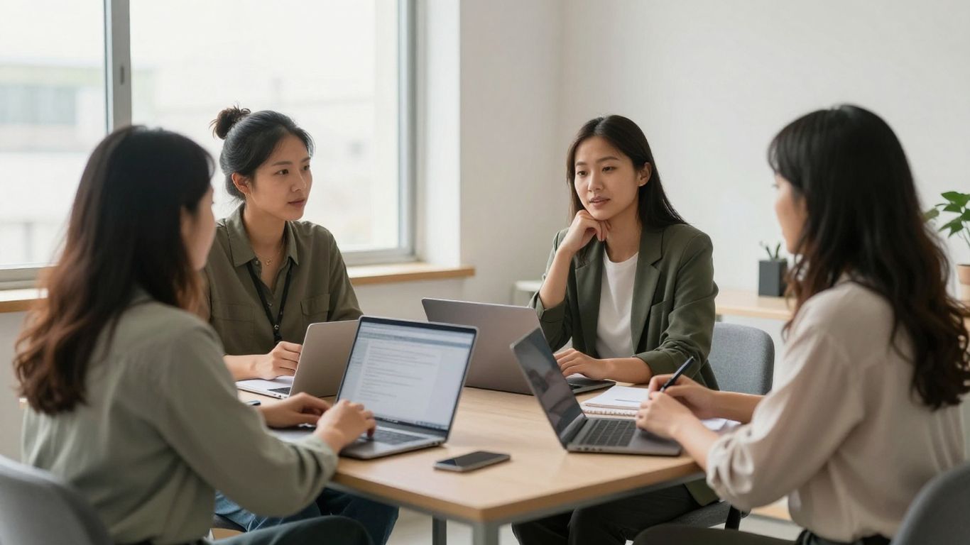 Private coaching conversation in a modern office