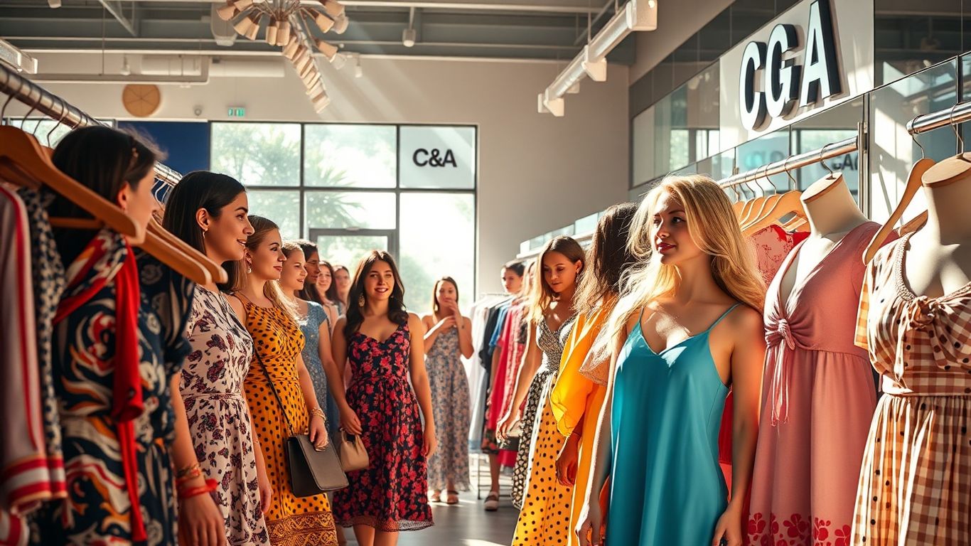 Femmes faisant du shopping pour une mode chic en soldes chez C&A