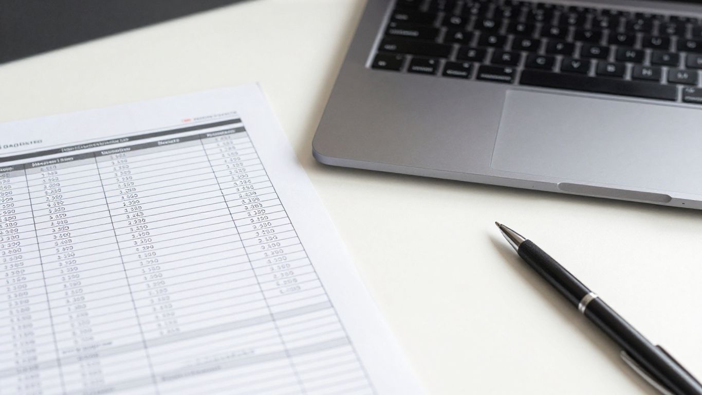 Statement transaction rows arranged in spreadsheet columns