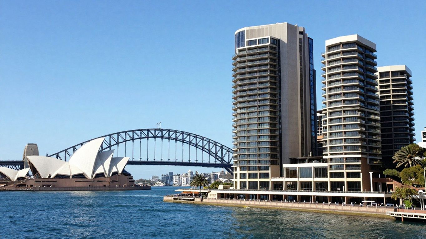 Oaks Sydney Harbour Suites with Sydney Harbour Bridge and Opera House.