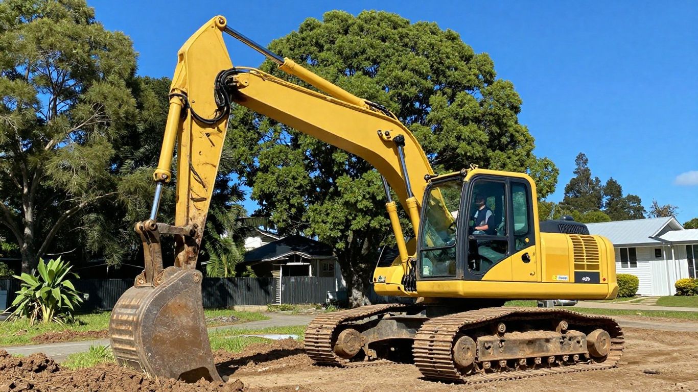 A professional excavator operating on a Tauranga site