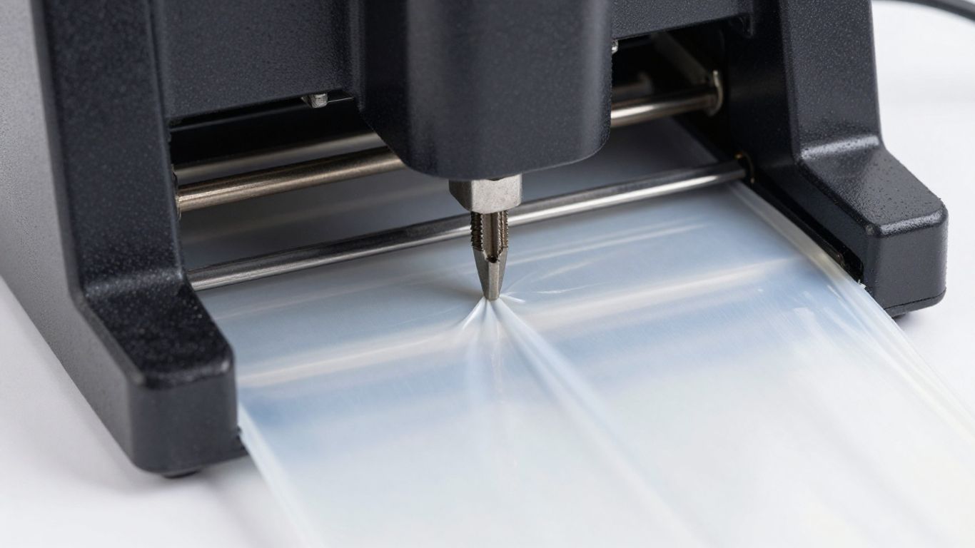 เครื่องซีลความร้อนกำลังปิดผนึกฟิล์มพลาสติก