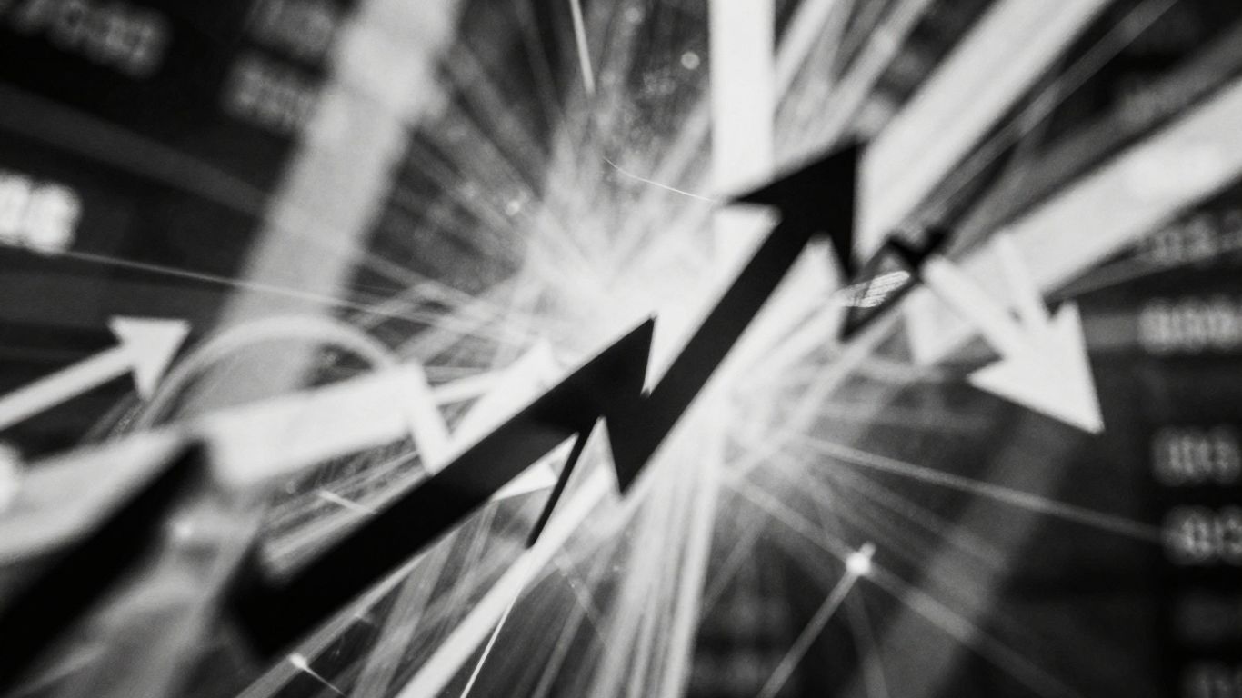 Abstract market momentum with light and shadow.