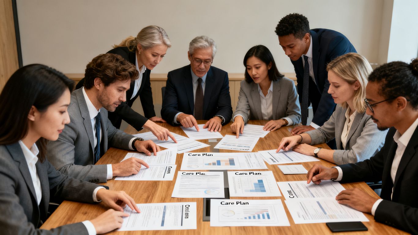 A team of specialists holding a care meeting