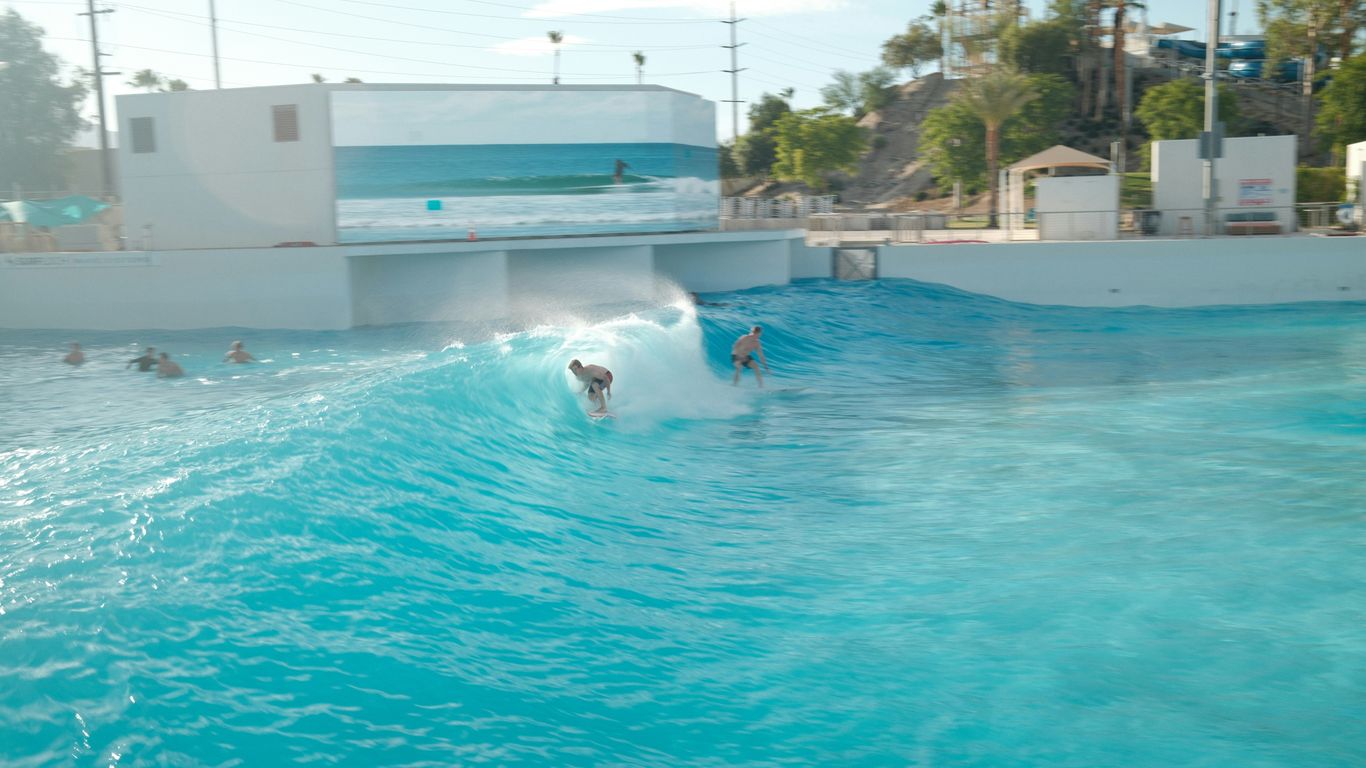Refreshing wave pool at the waterpark