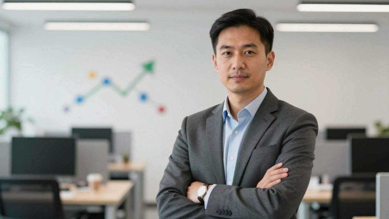 Professional looking confidently in an office setting.