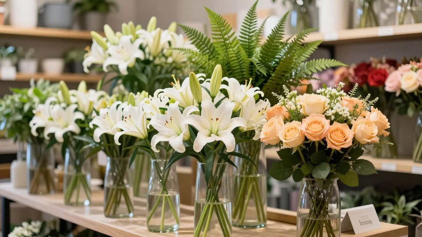 Florist arranging fresh stems