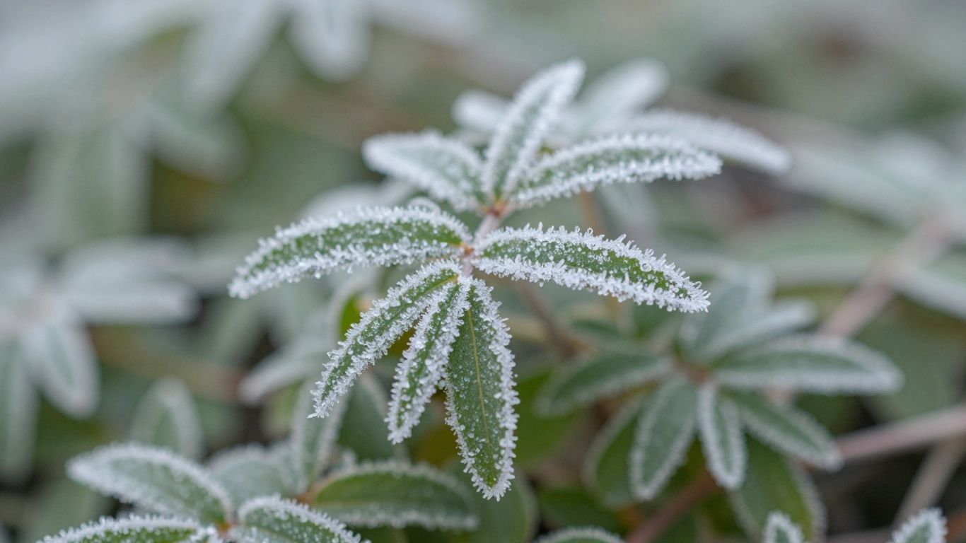 Pflanzen mit Frost bedeckt