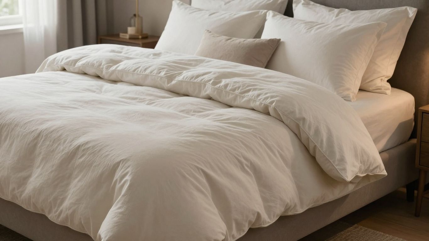 Plush duvet comforter on a neatly made bed.