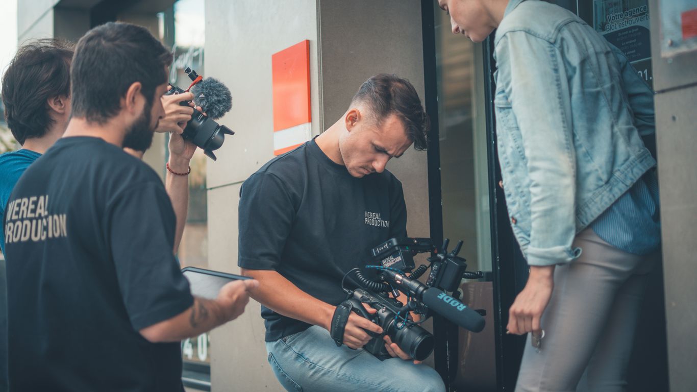 Creative team filming authentic brand story