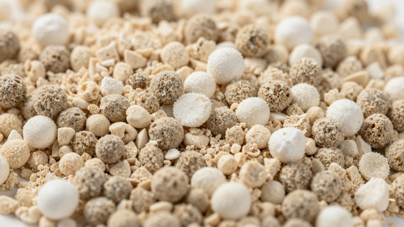 Dodatki sypkie do paszy dla zwierząt w zbliżeniu.