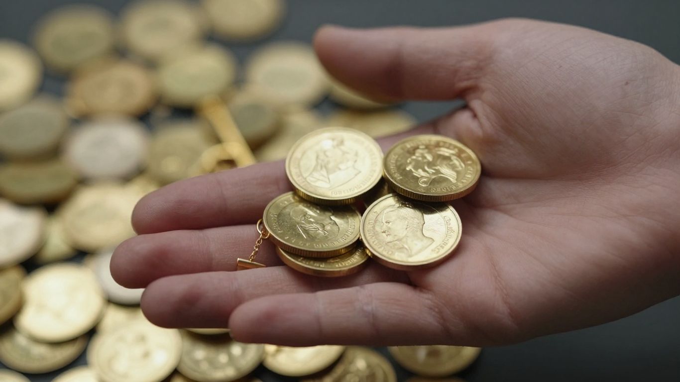 Main d'une personne tenant de l'or et des bijoux.